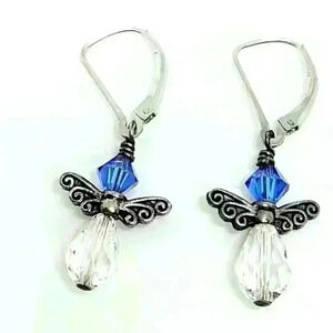 Beautiful Stamped 925 Silver Angel Earrings